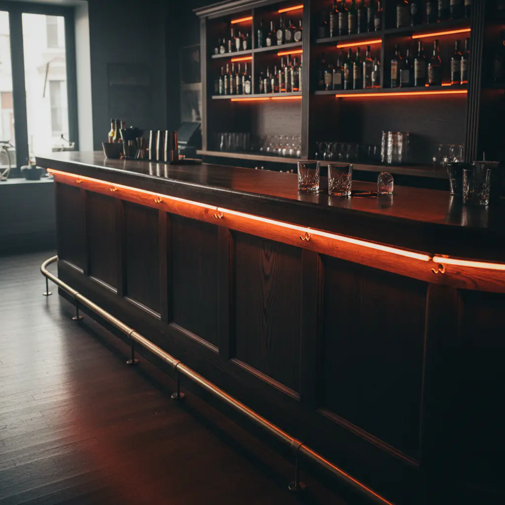 Dark moody bar counter
